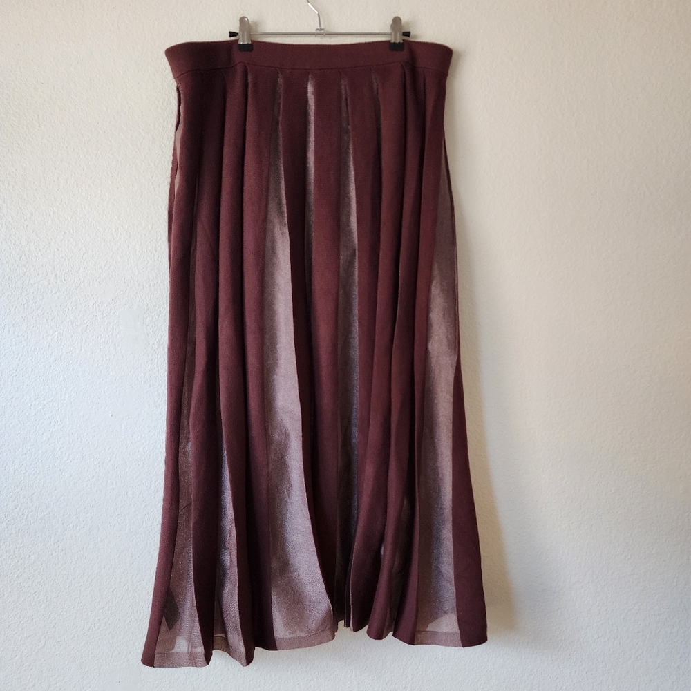 Anthropologie Sheer Pleated Maxi Skirt 2X - Picture 3 of 6
